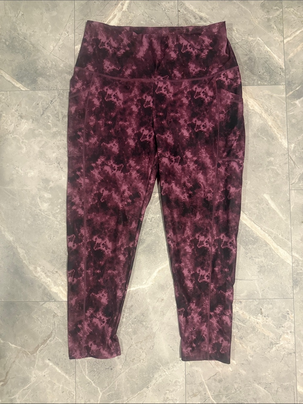 Women's High-Rise Purple Tie-Dye Active Leggings